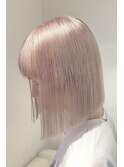 9340ミルクティーアッシュハイトーンカラー韓国切りっぱなしボブ