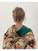 成人式ヘアセット着物ヘアアレンジボブヘアセット