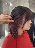 ブリーチあり赤紫インナーカラー