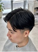 メンズカットセンターパート眉毛カットフェードカット