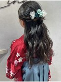 ハーフアップ/卒業式/小学生/ヘアアレンジ/袴ヘア/着物アレンジ