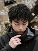 メンズスパイキーショートツイストスパイラルパーマ短髪黒髪原宿