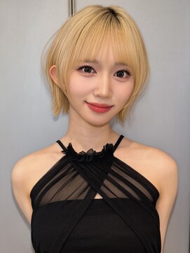 サンド 名古屋(sand) アプリコットオレンジくびれヘアハイライトカラー名古屋ショート