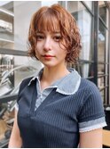 ボブパーマ 前髪カット ブラウンベージュ 顔周りカット 10代20代