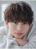 ラウンドマッシュ束感王道アッシュブラウン