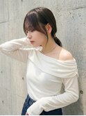前髪ありレイヤーカット　ブラウン
