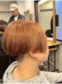 ミルクティーブロンド/ダークブルー/デジタルパーマ/金沢文庫