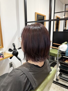 ヘアーメイク マーズ 売布店(Hair Make Mars) 外ハネボブ×ピンクブラウン