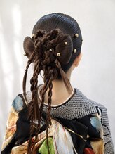 ヘアセットサロン プティ 神戸三宮(petit) カチモリ リボン編み込み
