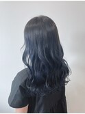 20代30代ブルーアッシュゆる巻きスタイル
