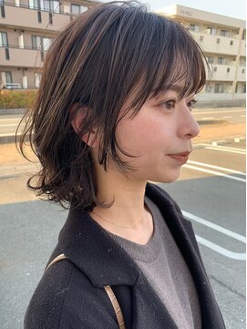 アパートメント 下関垢田店(APARTMENT) ミディアムレイヤー シースルーバング デザインカラー 30代40代