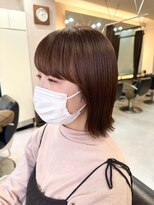 美容室ヒラトヤ 仙北店 30代40代50代大人かわいい外ハネボブ×カーキベージュ