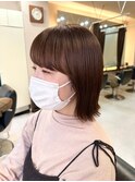 30代40代50代大人かわいい外ハネボブ×カーキベージュ