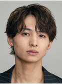 波巻きスパイラルパーマメンズマッシュウルフヘアメンズパーマ