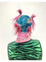 レコ 渋谷(LECO)&nbsp;ミントブルー×ネオンピンク　アレンジヘア