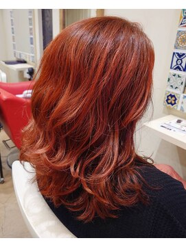 ランプヘアー(LAMP HAIR) 20代30代40代50代☆大人可愛いゆるふわレッドカラー