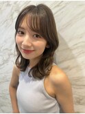 くびれヘア小顔ヘアシースルーバングふんわりミディアム（田島）