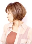 20代30代40代ハイライトブリーチなし大人ボブ前下がり立体感