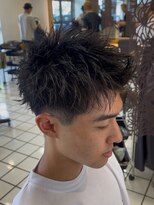 ヘアーアンドメイク サワ 上田本店(SAWA)&nbsp;スパイキーショートパーマビジネスヘアセンターパートコンマヘア