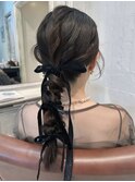 結婚式参列ヘア/編みおろしヘア/パーティーヘアセット