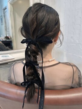 結婚式参列ヘア/編みおろしヘア/パーティーヘアセット