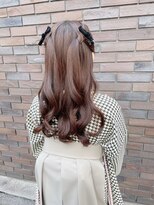 ミモザワークス ヘアアレンジ ハーフツイン 卒業式 ヘアアレンジ