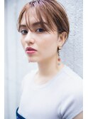 センターパート×耳かけハンサムショート/フォギーベージュ