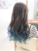 毛先ラインカラーorインナーカラーブルー☆グラデーションカラー