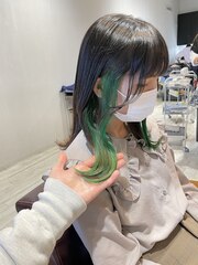 【REJOICE hair EN】イヤリングカラーライムグリーン　担当AKIRA