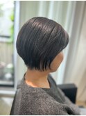 白髪ぼかしパープルブラックミントアッシュ×小顔ショートボブ