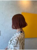 チェリーレッド暖色カラーワインレッドフレンチボブ