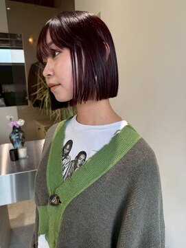 ステン(sten) 顎ラインボブ/切りっぱなしボブ/タッセルボブ/ボルドーカラー