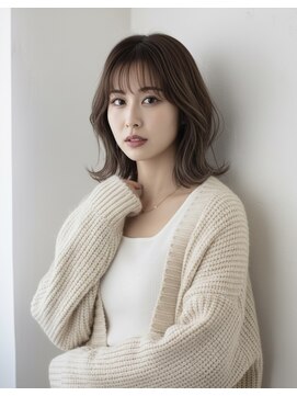 ニコフル(Nico-Hulu) ミディアムカール×ハイライトベージュ【人形町/浜町/水天宮