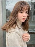 ミディアムパーマ 外国人風カラー 小顔カット スロウカラー