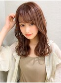 濡れ髪ピンクベージュのロングヘア20代30代/Silk-lei吉祥寺