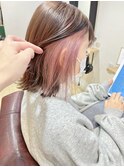 【堀惠洋平】ピンクベージュ インナーカラー ボブ ブリーチ