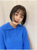 ミニボブ　透け感ダークカラー
