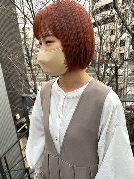 ツイギー 宮西店(TWiGGY) コンパクトボブにピンクオレンジ