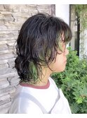 パーマ/ウルフ/インナーカラー/グリーン/レイヤーカット/豊橋