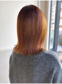 似合わせカット/オレンジ/切りっぱなしボブ/ブリーチ