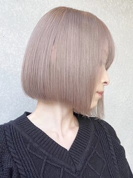 ムク 横浜店(muku) ダブルカラーミルクティーベージュカラーケアブリーチ韓国ボブ