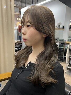 ヌープヘアーアイス(NUUP.hair ici) 夏◎ブリーチなしオリーブグレージュ透明感カラー