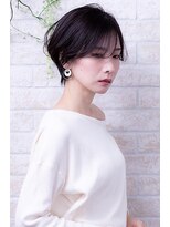 ヘアーアートシフォン 川口東口店(hair art chiffon) フリンジウェーブ&ココアブラウンの大人かわいい前髪耳かけボブ
