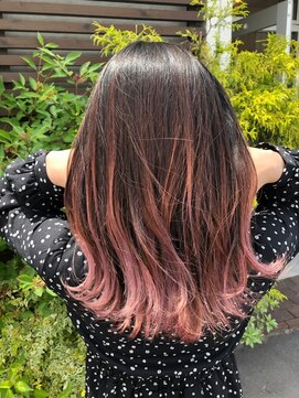 マーズ 山本丸橋店(Mars) ≪宝塚/ヘアカラー≫ベージュピンク×バレイヤージュ×ブリーチ