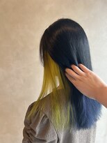 リフ(Lifu)&nbsp;ネイビーブルーグラデーション×イエローインナーカラー