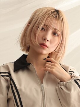 アース クロスガーデン川崎店(HAIR&MAKE EARTH) 切りっぱなしハイトーンボブ