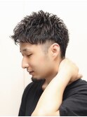 メンズビジネスツーブロックメンズパーマ髪質改善黒髪理容室