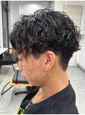 栃木メンズパーマメンズカットセンターパートメンズマッシュ緩め