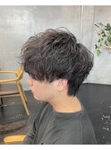 〈k6〉メンズパーマブリーチフェードツーブロックスパイラル