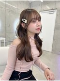 マロンベージュ　前髪カット　顔まわりカット